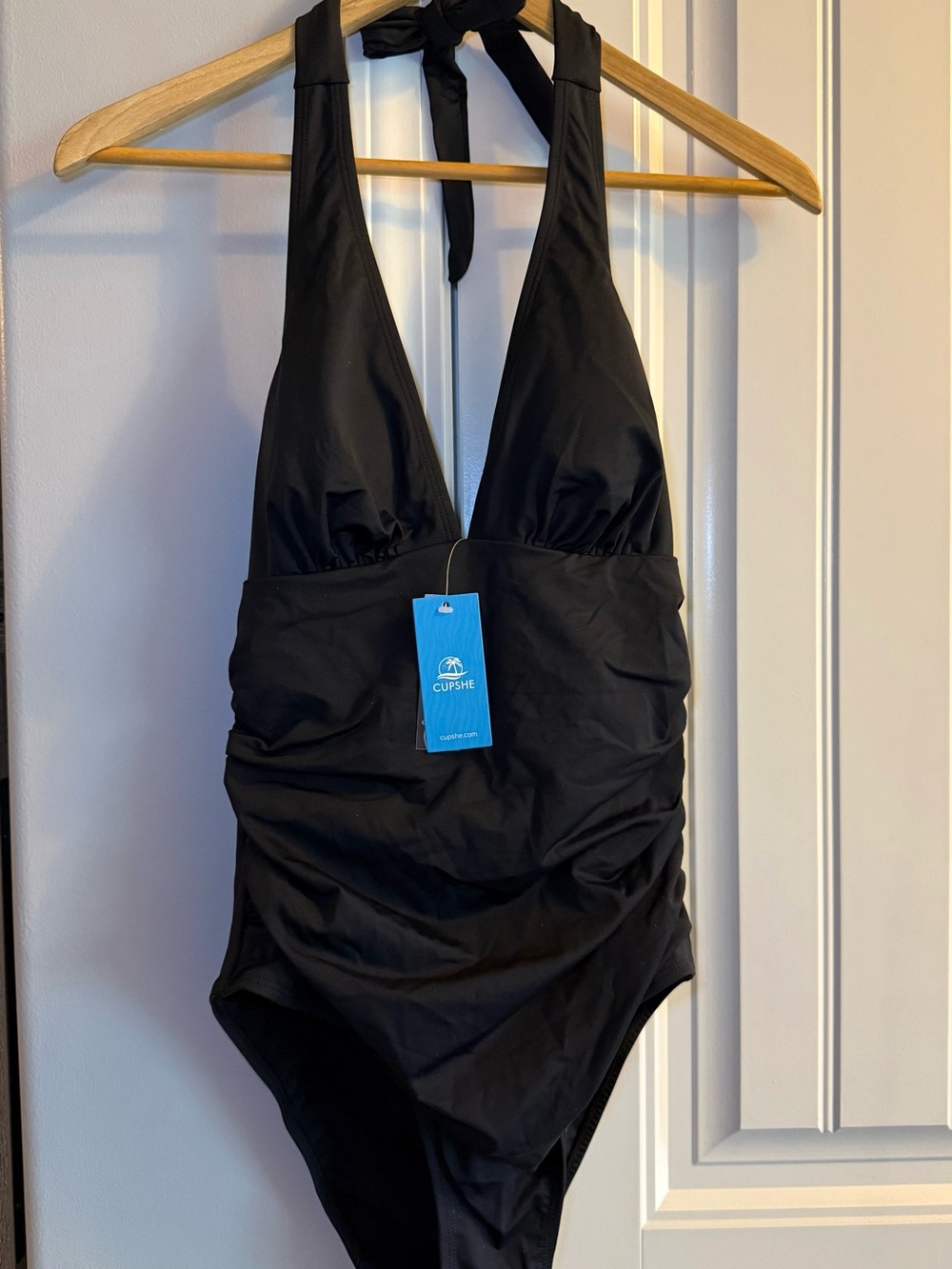 CUPSHE Black Halter One Piece Swimsuit